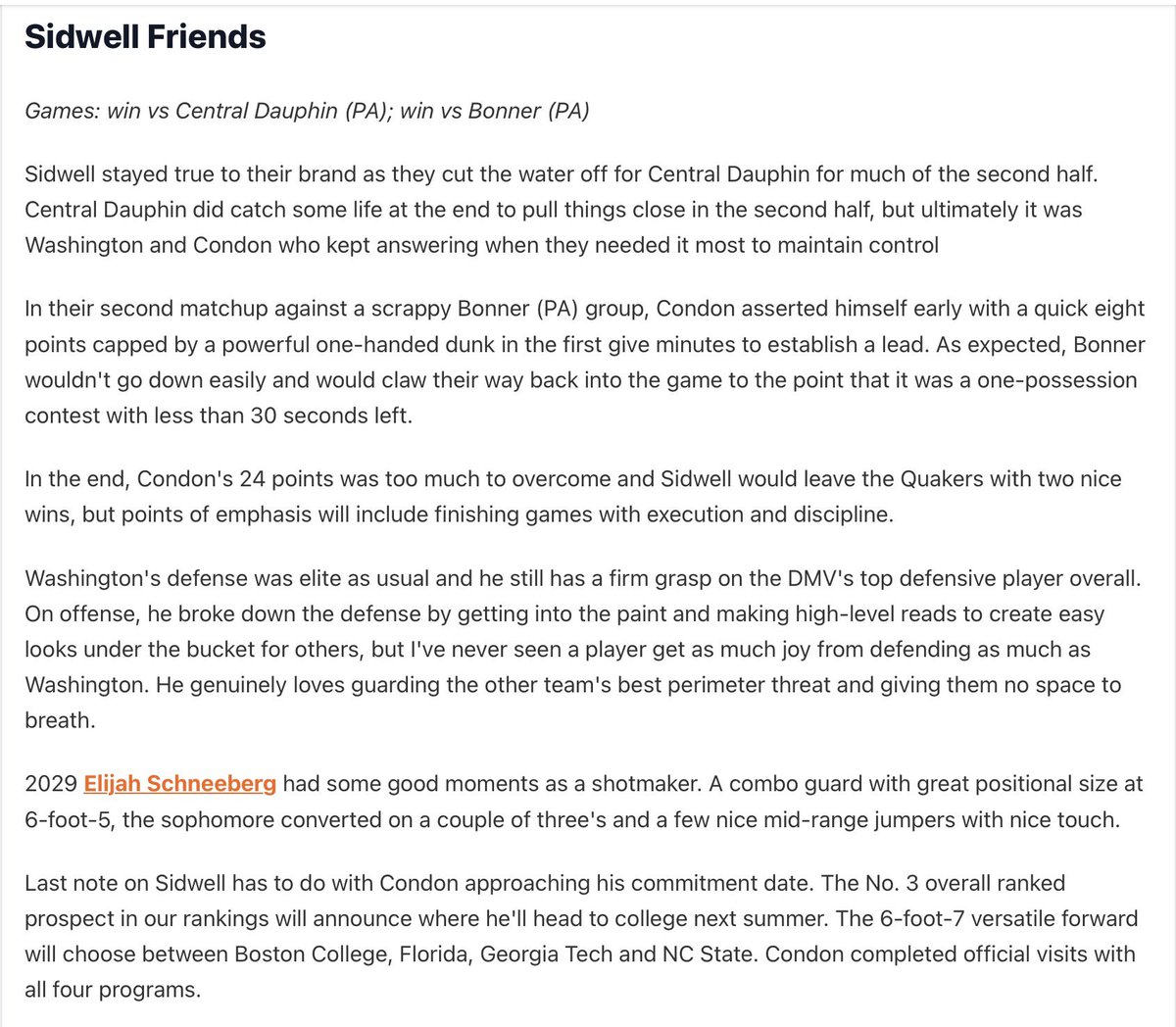SidwellMBB's tweet photo. Thank you @ColbyGHoops for highlighting @IanCondon2027, @Jadah_Wash, and @ElijahSchn44018 in your “DMV Hoop Madness: Saturday Notebook” article for @PrepHoopsMD.

#SidwellBasketball https://t.co/9m2nRng0Kx