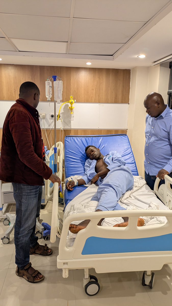 RevoltMankuyio's tweet photo. We have just visited Collins at the hospital. His condition is worsening. The doctors say he has gone several days without eating, which is affecting his overall condition.

He has sustained fractures in both legs and requires continued medical care and monitoring.
Mr Ruto and your Rogue Crooks. 
#StopPoliticalViolence Aganaist Human 
#EndEnforcedDisappearances
#RutoMustGoToJail