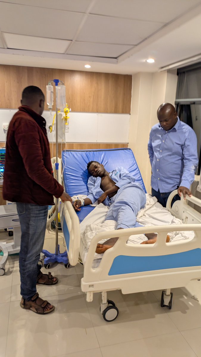 RevoltMankuyio's tweet photo. We have just visited Collins at the hospital. His condition is worsening. The doctors say he has gone several days without eating, which is affecting his overall condition.

He has sustained fractures in both legs and requires continued medical care and monitoring.
Mr Ruto and your Rogue Crooks. 
#StopPoliticalViolence Aganaist Human 
#EndEnforcedDisappearances
#RutoMustGoToJail