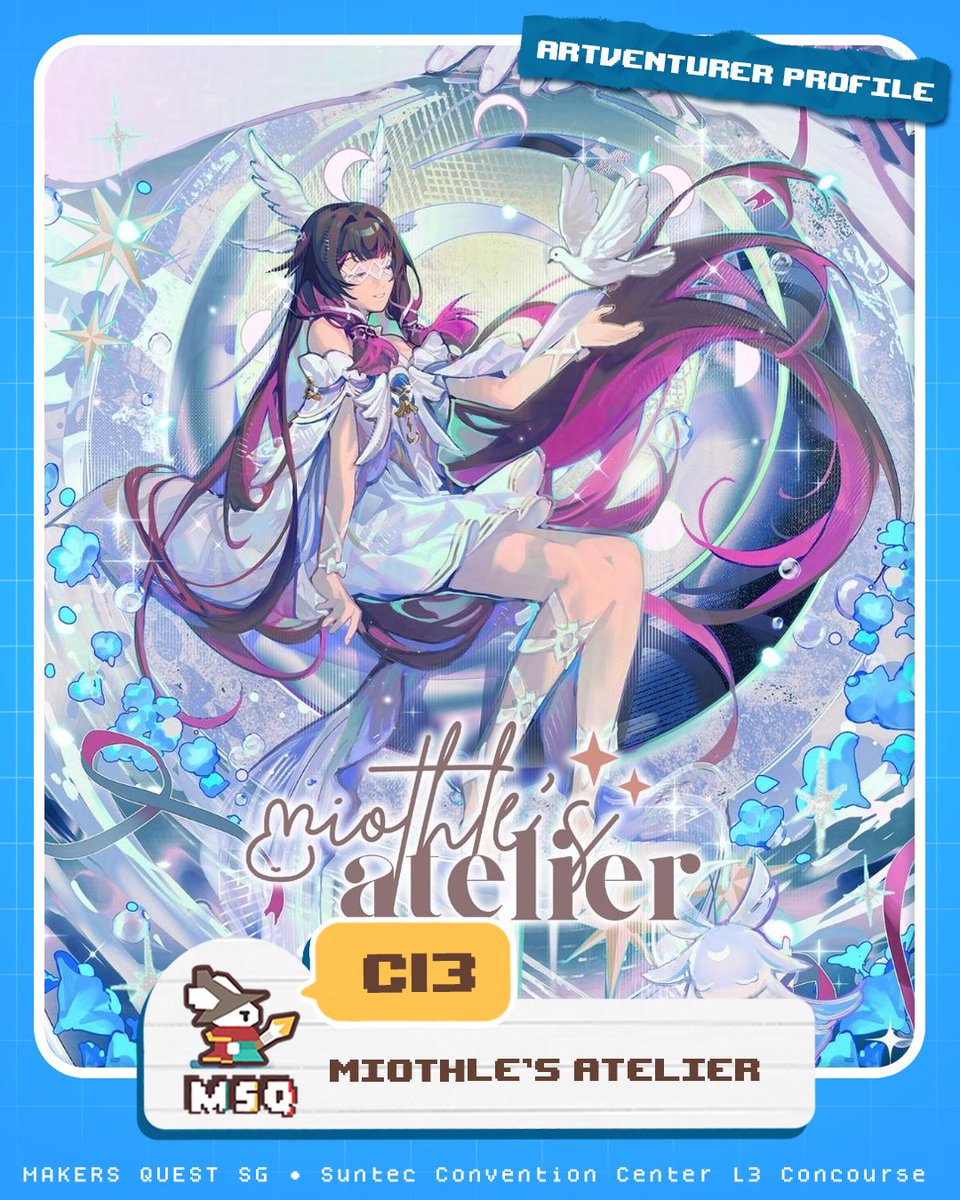 MakersQuestSG's tweet photo. ✨Quest: Discover a trove for devoted travellers!✨

C13- miothle's atelier
C14- Gerhana Art Studio
C03- Kuehmerlion x Jjoi.04
A24- jinroii x ohmuretsu

📍Makers Quest SG
Suntec Concourse L3
17 Oct 2026
10am-7pm
Check out the full map on our website! Link in profile #msqsg2026 https://t.co/gGzpqZKucs