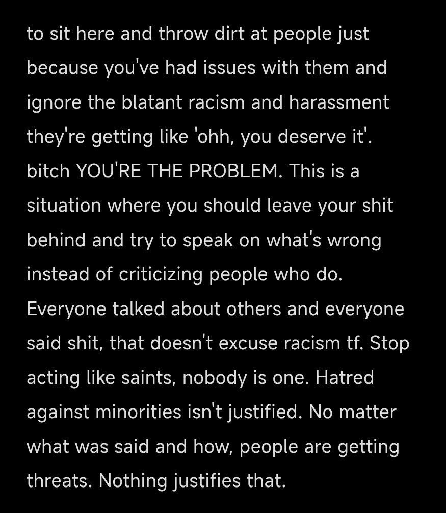 ilyschen's tweet photo. the toxicity in this fandom is why I left. It's insane to blame a few people when THE MAJORITY OF YOU follow the script of a 'hit' tweet just because your sheep ass friends reposted it, you don't even stop to think with your head. But sure, get mad at people trying to call it out https://t.co/6F4widMNs3