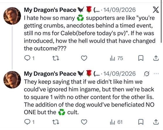 MimiTeaRant's tweet photo. ‼️Disclaimer: rant #847392 because apparently we’re still here‼️

Of all the fucking “logical” explanations for why Valko supposedly had to be cancelled, THIS is the one people keep acting like makes sense? 😭

Every other argument is somehow about his appearance, his supposed sexuality IN AN OTOME GAME FOR WOMEN, racist garbage, or straight-up nonsense.

But this one? This one is just bad math wearing glasses and pretending to be logic.

Let me explain it with apples:

The game was already lacking WAY before Valko was announced. Endgame was lacking. Quality issues existed. Content distribution was uneven. Shop updates were lacking. None of that magically began because a sixth LI existed.

So by this logic, why stop at five? If “too many LIs” is the reason the game struggles, then let’s make it a one-LI otome and apparently every problem will disappear overnight. 😭

Except… Valko was removed and guess what?

The game did not suddenly become perfect.

Five LIs did not magically fix the quality. Five LIs did not summon better endgame. Five LIs did not repair every old problem people were already complaining about.

So no, pointing at Valko and saying “HE was the reason the game couldn’t improve” and/or  “The game won’t be sustainable with 6 LI” does not become logical just because you repeat it enough.

If the game cannot properly support content that was planned IN ADVANCE, that is a management problem. Whether they have 1 LI, 5 LIs, 6 LIs…hell, even 10 LIs, that is still THEIR decision, THEIR planning, and THEIR responsibility.

It is not proof that one character’s existence was somehow the disease.

Y’all just desperately want a convenient finger to point, and unfortunately for that argument, the timeline keeps exposing how little sense it makes.

Another thing
The second someone starts their “argument” with “the cult ♻️”, I stop taking it seriously. 
At that point, you’re not approaching the discussion from logic, evidence, or good faith, you already decided the people you disagree with are beneath you and built the conclusion from there.

#BringValkoBack #NoValkoNoMoney