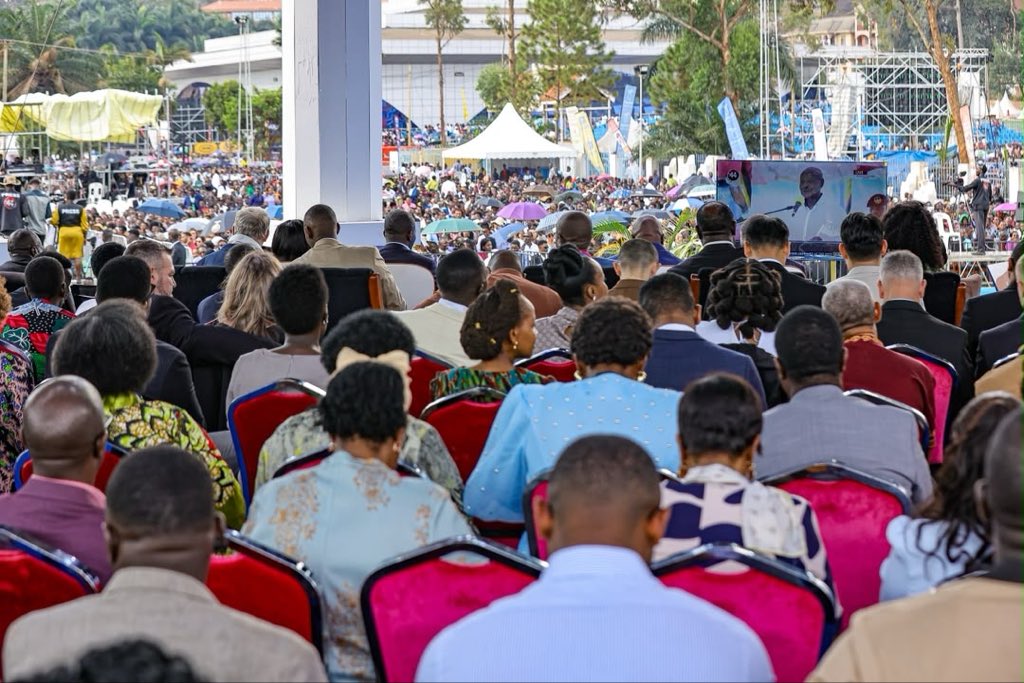 GCICUganda's tweet photo. President Museveni commended Pastor Robert Kayanja for extending his ministry beyond the pulpit to promote production, agriculture and community empowerment, particularly through initiatives in Karamoja and Kiryandongo. 

Speaking at the Big Fix Holy Spirit Global Conference at Miracle Centre Cathedral in Rubaga yesterday, the President emphasised the importance of wealth creation through production, noting that prosperity cannot be achieved through dependence on handouts.

He also welcomed the conference’s focus on African and East African integration, stressing the importance of stronger regional &continental markets for Uganda’s growing production. 

The President linked this to the broader vision of expanding opportunities for African producers through the AfCFTA and deeper regional integration. 

President Museveni further highlighted Uganda’s growth in coffee and dairy production as examples of the potential of productive sectors to transform household incomes, while encouraging Christians and Ugandans to embrace work, production and enterprise.

He also pledged UGX 2 billion to support a SACCO formed by pastors, highlighting the importance of organised financial empowerment. #OpenGovUg