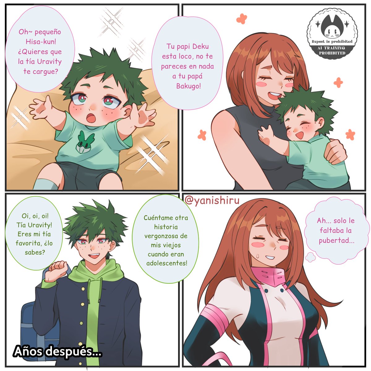 yanishiru's tweet photo. Parte 14 del AU MPREG BKDK 🧡 💚 
Interacción con la tía Ochako y sketch de personaje.
Cada tanto iré subiendo mini comics de como se desenvuelve Katsuhisa como personaje original y con diferentes interacciones con otros personajes.

#bkdk #bakudeku https://t.co/sQT9ZQZ95j