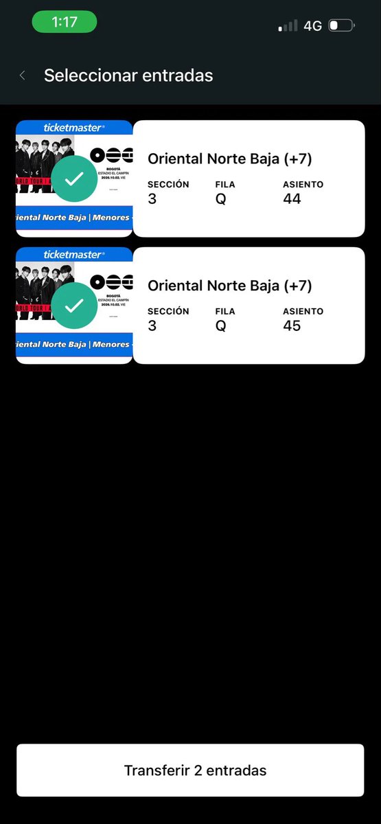 Jptickets's tweet photo. VENDO 2 BOLETAS BTS – BOGOTÁ 
📅 2 de octubre
📍 Oriental Norte Baja
🎟️ Sección 3 | Fila Q
💺 Asientos 44 y 45 (juntos)
📱 Transferibles por Quentro
💰 $350.000 c/u | $700.000 las 2

Compradas en preventa con membresía oficial 💜
#BTS #BTS_ARIRANG #ARMYColombia #BTSBogota https://t.co/W9cUmXzOae