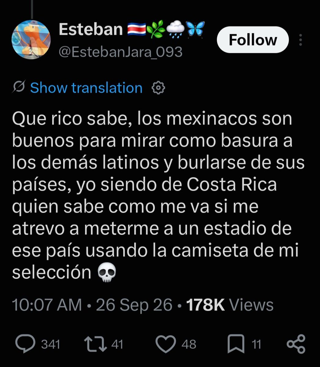 shinnyorca's tweet photo. @Francis59788119 @sangreazulismo Pues me gustaría que le dijeras eso a esta persona de costa rica que al parecer nos detesta https://t.co/3w05Zy7BpC