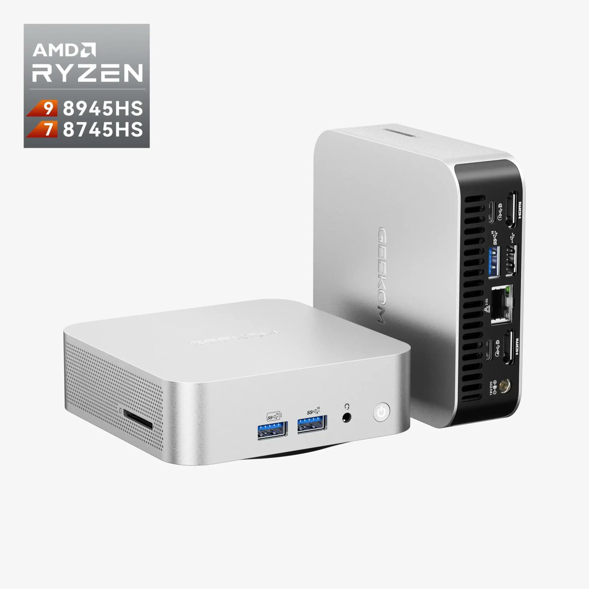 MiniPCGuru's tweet photo. A8 vs SER8 — same Radeon 780M, different trade-offs:

A8: 4 displays + 3yr warranty, silent at idle. Bursty work only: throttles under sustained load, WiFi is a lottery.

SER8: quiet metal desk box (<35 dB(A)). Respect the BIOS — one update broke fan control. https://t.co/z6wJV7hB6p