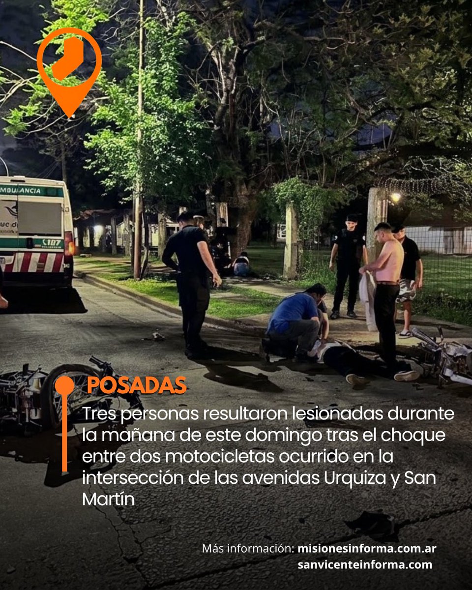 MnesInfo's tweet photo. Tres Personas Resultaron Lesionadas tras el Choque de dos Motos en Posadas
https://t.co/WSC54UJUVf https://t.co/pmUeDEVeTY
