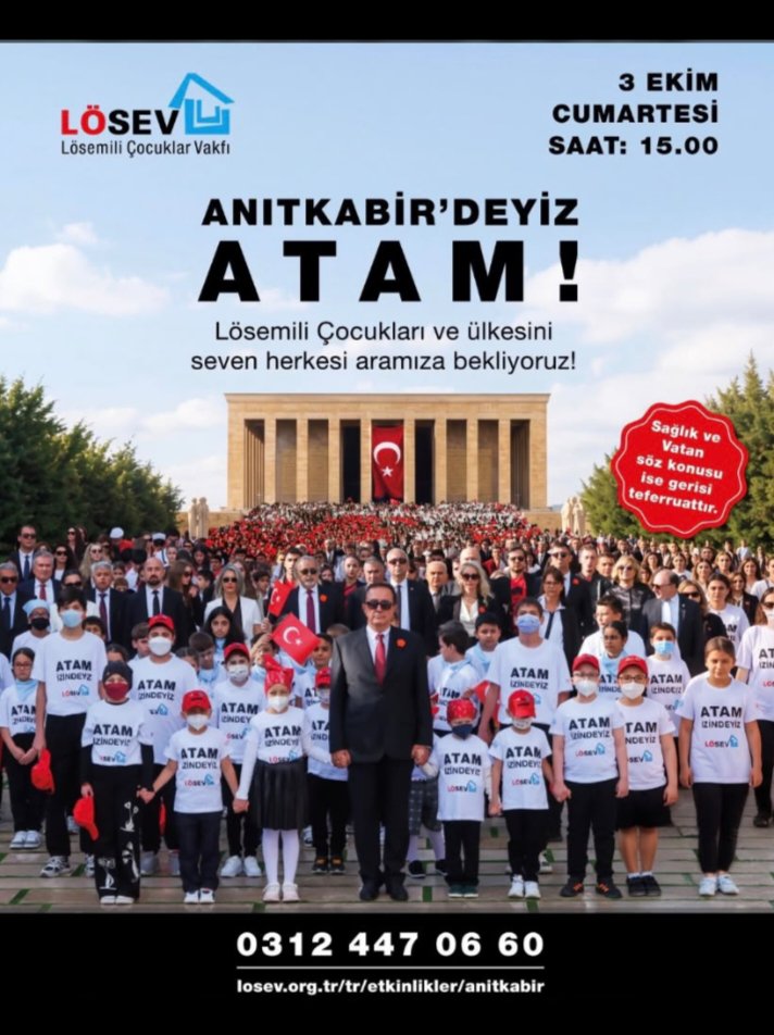 ozlemsahin1984's tweet photo. Birlikte güçlüyüz, birlikte umutluyuz.
3 Ekim’de LÖSEV aileleri olarak Anıtkabir’de buluşuyor, Ata’mıza sevgimizi ve minnetimizi sunuyoruz.
#3EkimdeLÖSEVleAnıtkabirde https://t.co/2bVbBoFRfm