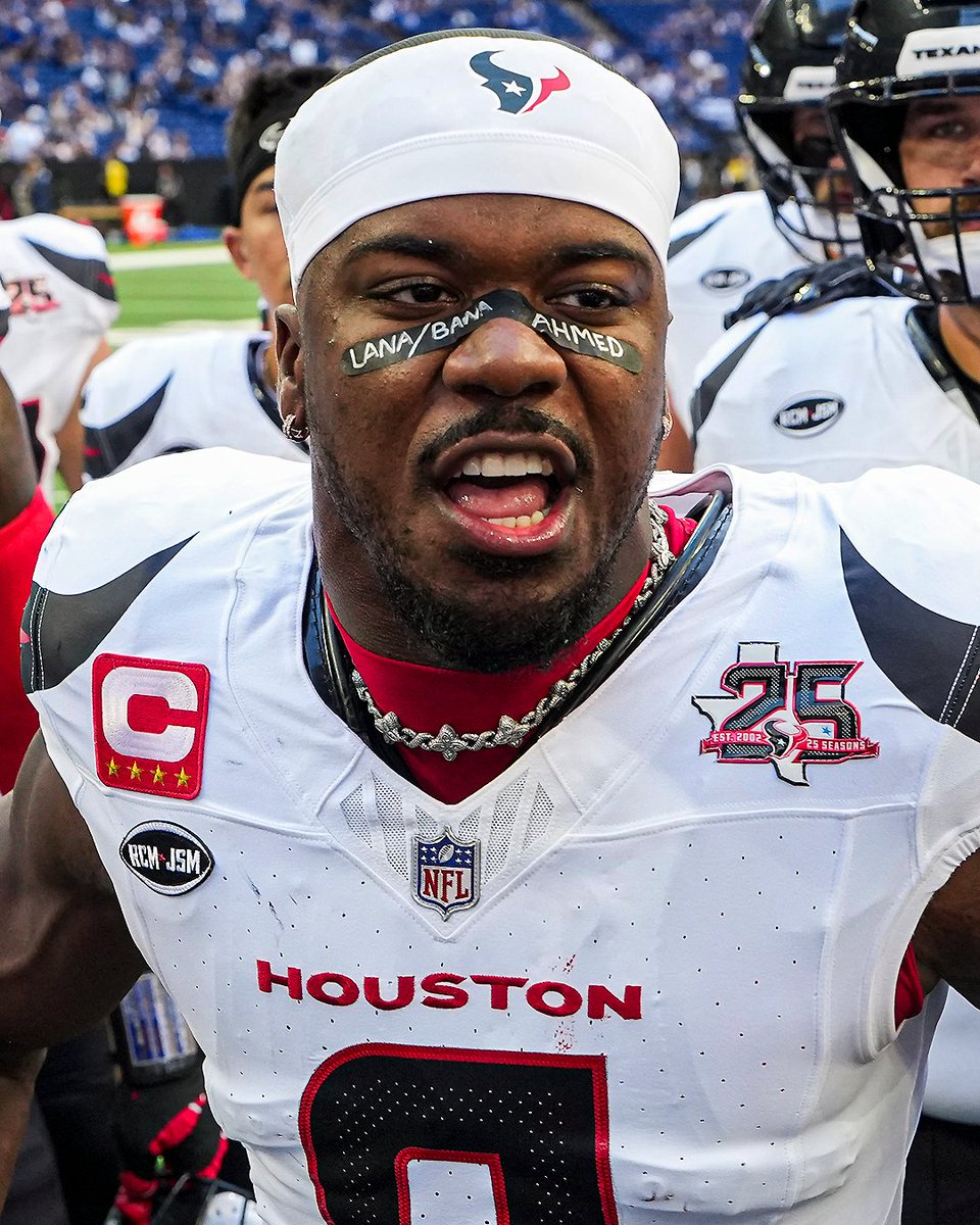 sportingnews's tweet photo. Azeez Al-Shaair continues to put names of slain Palestinian children on his eye black despite threats from the NFL.

Al-Shaair has worn the names of Hind Rajab, Wafaa Akila and Lana &amp; Bana Ahmed https://t.co/Rdpzw1tt2K