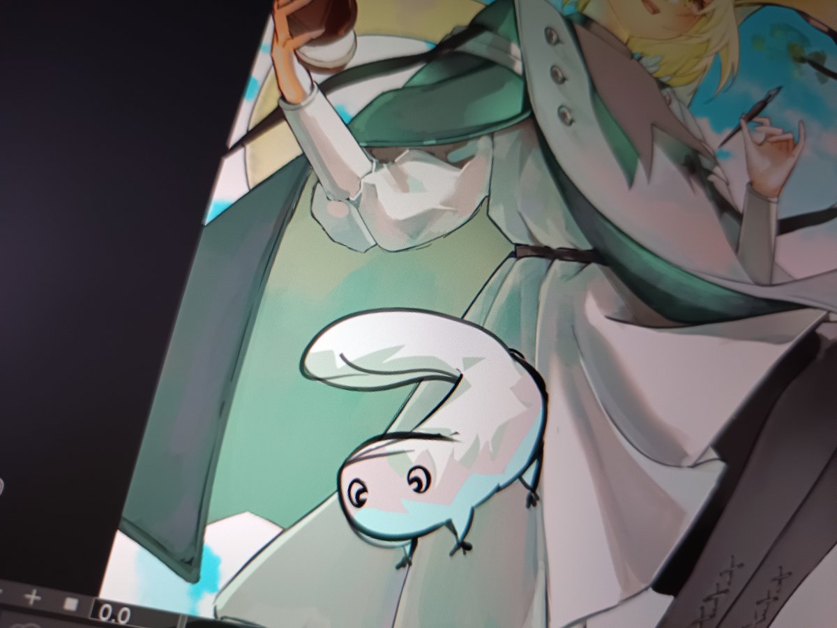 red_blush_x's tweet photo. Unrendered brushbuddy looks so out of place I'm actually crine 

#brushbuddy #witchhatatelier #illustration‌‌ #wip https://t.co/Z8L3y28ue9