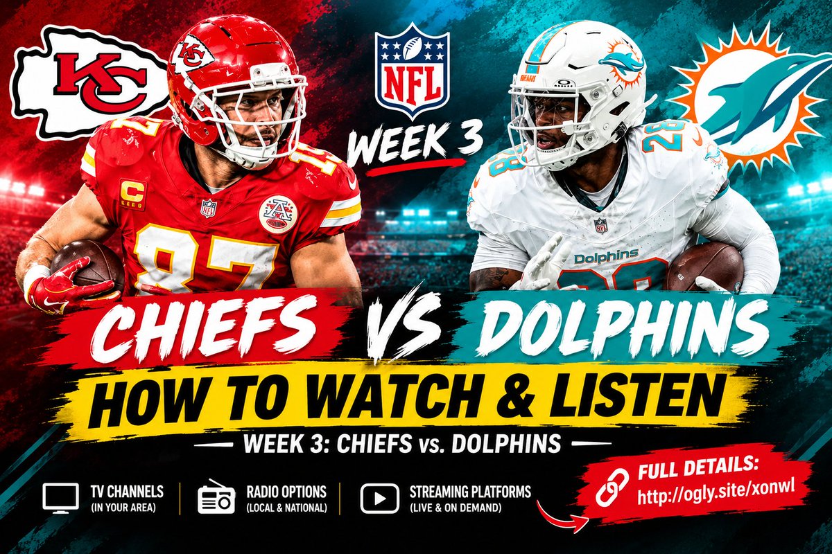 wexlerkim35's tweet photo. 🚨 CHIEFS vs. DOLPHINS — WEEK 3! 🏈
Ready for kickoff? Here’s everything you need to know about how to watch and listen, plus the latest details surrounding this Week 3 matchup. 👀
👉 Full details: https://t.co/MQEqwByXMP
#Chiefs #Dolphins #NFL #NFLWeek3 #FootballChallenge https://t.co/XQ5T59Zi78