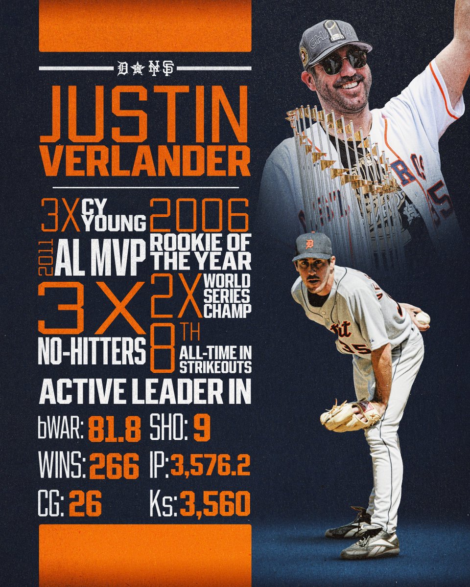 The numbers jump off the page 😮

Congratulations on a fantastic career, Justin Verlander 🐐 
 [📷](https://pbs.twimg.com/media/HTPW5HEWYAAEivn.jpg) https://pbs