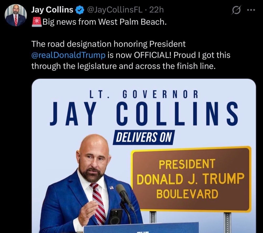 AmygatorRedux's tweet photo. This guy named a road after the guy who wants us to bring in another 600,000 communist Chinese university students and staple green cards to their diplomas. https://t.co/VyajAfKjfE