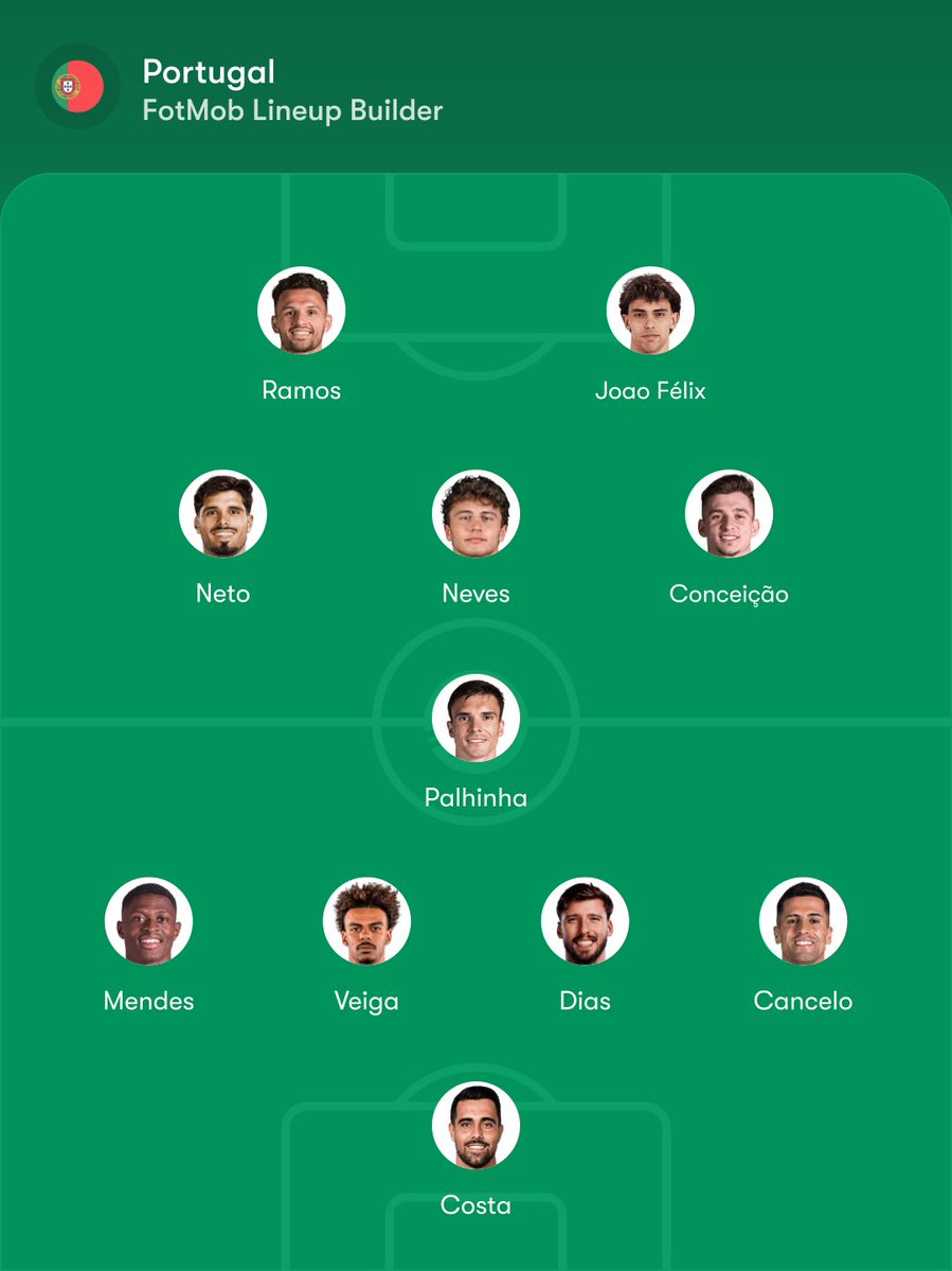 AsQuinasOff's tweet photo. La composition du Portugal face à la Norvège 🫡 https://t.co/Uy94sQDmM2