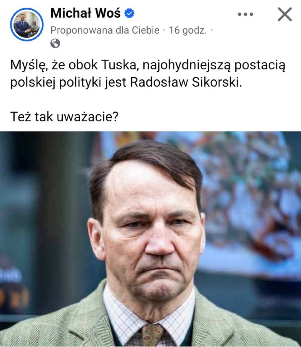 OscarW_ii's tweet photo. No prawda. Tusk i Sikorski od lat żyją z jedną kobietą i się nie kurwią, więc dla PISowców są najohydniejsi. https://t.co/Re3OVa6TjX
