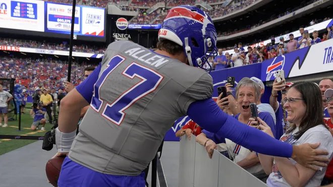 MikeBeauvais's tweet photo. Not to be hyperbolic, but the person who designed these Bills uniforms needs to be tried at The Hague for crimes against humanity. https://t.co/2qgABRItXz