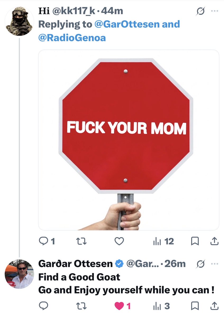 GarOttesen's tweet photo. @Confessor_Rob @X I posted the “Notice” sign 
“That’s Hate Speech” ?
Mohamed posted Fuck You’re Mom,
Freedom of Speech ?
Asked G R O K O @  X = noticing is a 
issue for the little hats representing unethical behavior ? 
Today I can only reply WTF is liberal fact checkers doing @ x https://t.co/H1MehsKtet
