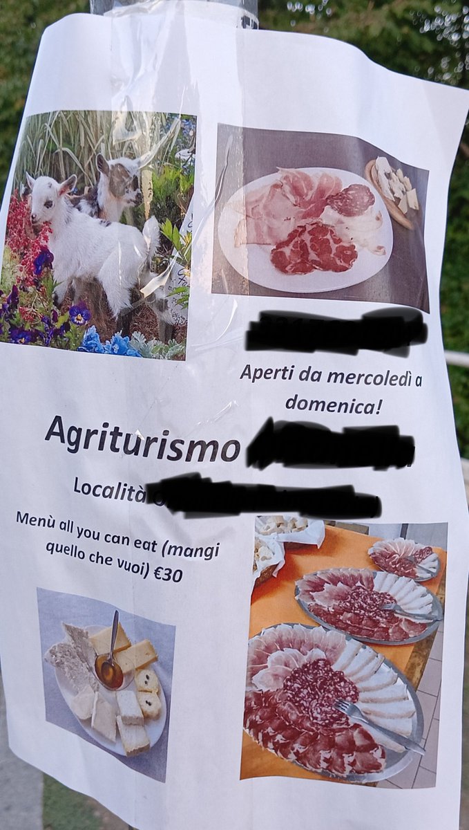 riky7372's tweet photo. Animali vivi e Animali morti nella stessa locandina per pubblicizzare un agriturismo.
Se non riuscite a vedere l’ipocrisia che c’è dietro, non siete nemmeno in grado di perseguire la #Giustizia.

#AnimaliLiberi #GoVegan #Vegan https://t.co/P6c50ckG4Y