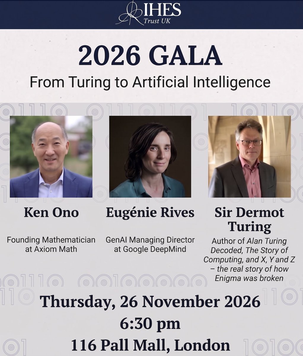 KenOno691's tweet photo. 1/ On November 26, the IHES Trust UK Gala in London will raise funds for @Institut_IHES, one of the world's great research institutes. Nine of the 14 mathematicians it has appointed as permanent professors have won the Fields Medal, most recently Hong Wang. 🧵 https://t.co/FcFegu0FvT
