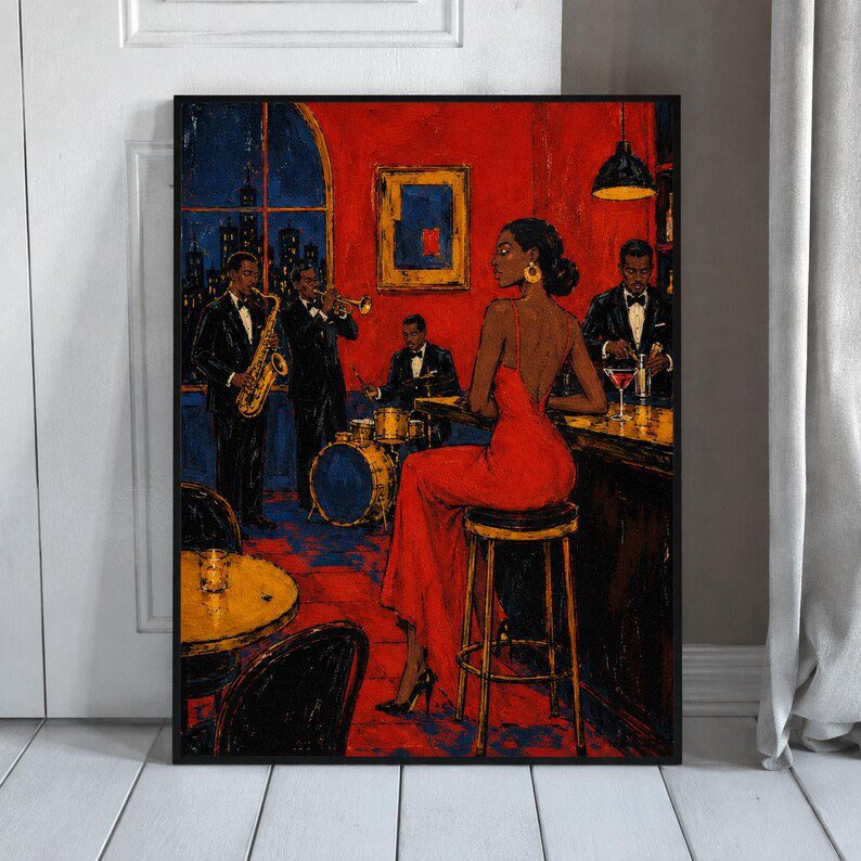 MervePrintCo's tweet photo. Jazz Bar Wall Art, Elegant Woman Red Dress Print, Vintage Nightlife Decor, Retro Cocktail Club Poster.

You just turned your corner into a late-night vintage jazz club 🎷✨ 

🔗: https://t.co/4Svs9jwLbo

#jazzbarart #vintagedecor #reddress #retrointerior #darkacademia #etsy https://t.co/6dVIc2cCGO