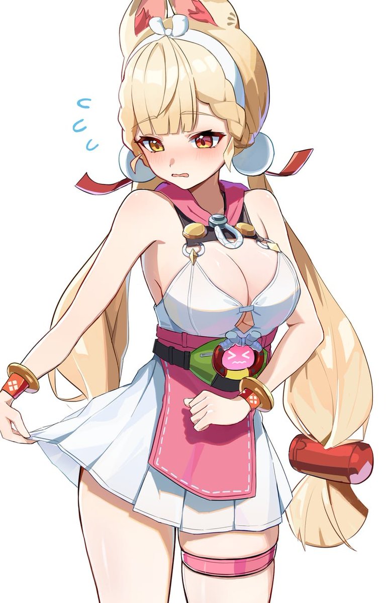 Thymefielder's tweet photo. I-i still think this swimsuit Yuzuha picked out is way too short, W-WAAH DONT TAKE A PICTURE!! #SeductiveSunday https://t.co/cLWBbX05Ld