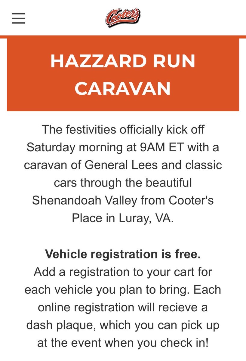 cootersplace's tweet photo. HAZZARD Run 2026

OCTOBER 3rd Luray, Virginia

• COOTER'S LURAY, VA
with Special Guest:
Catherine Bach

Cooter's welcomes our precious friend, the iconic Daisy Duke, Catherine Bach. We are excited that Catherine will be able to join us in Luray all weekend! Y'all come say hi!

FREE ADMISSION
#DukesOfHazzard #cootersplace #GeneralLee #daisyduke #catherinebach @_CatherineBach 

https://t.co/ebF6VkB6Q1