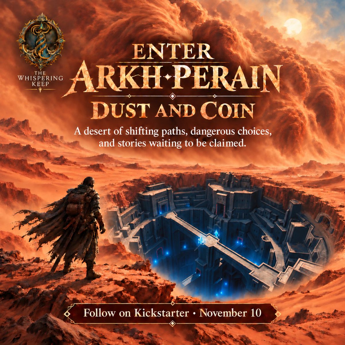 whisperingkeep's tweet photo. Would your party survive Arkh-Perain?

A dark fantasy world of danger, rival powers, buried secrets, and hard choices.

Kickstarter launches November 10.

#ArkhPerain #DustAndCoin #TTRPG #Kickstarter https://t.co/CTgk39tjz1