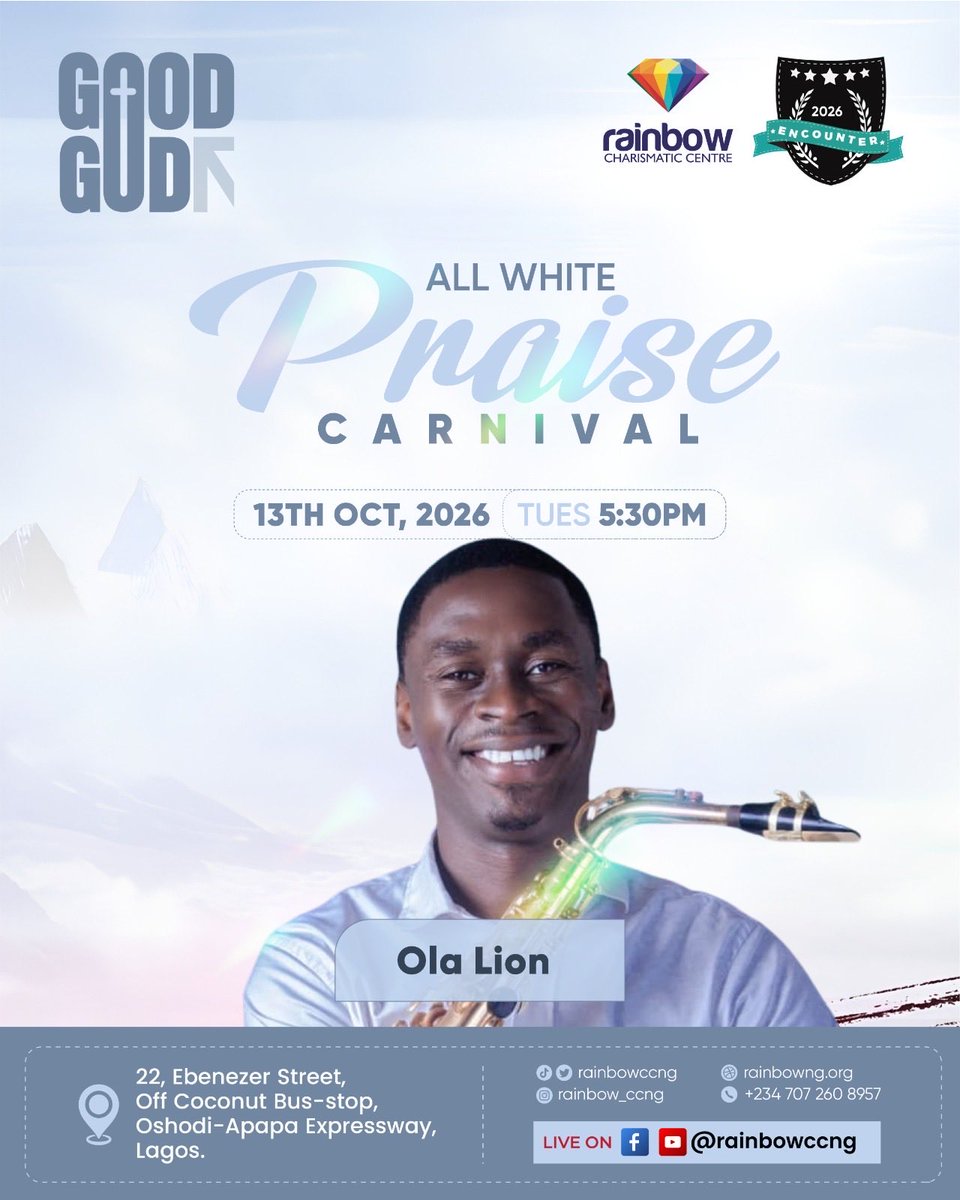 rainbowccng's tweet photo. Encounter 2026. 

Multitalented instrumentalist and singer @prof_ajay28 will be ministering in songs at “The all white praise carnival” 

It’s a Jesus Party!!!!
#Encounter2026 https://t.co/B3XaZ89DEE