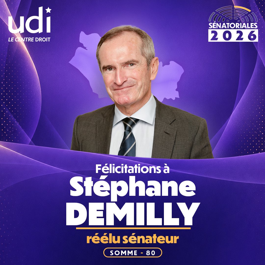 UDI_off's tweet photo. Félicitations à Stéphane Demilly réélu sénateur de la Somme. #Sénatoriales2026 https://t.co/WXGiqZnHji
