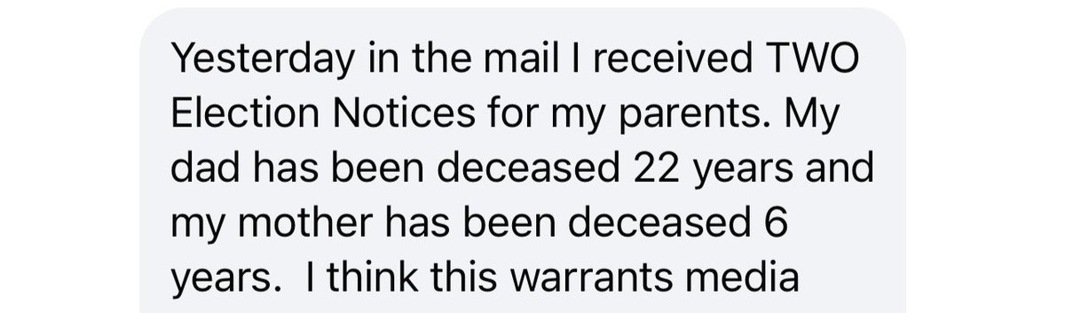 DaveBondyTV's tweet photo. Just got this message from a follower. Michigan has some issues it looks like when it comes to voter rolls. https://t.co/BFZ8Z7gVA5