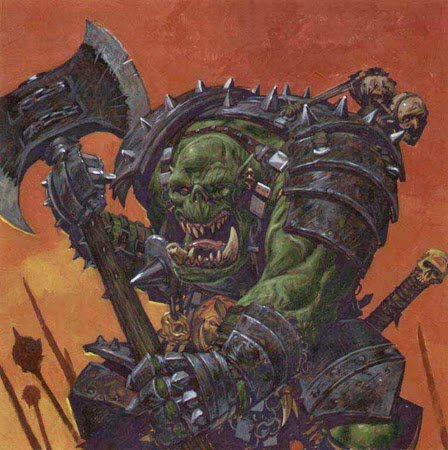 QuetzalPhoenix's tweet photo. Reminder that Grimgor, the toughest Orc to ever live, literally headbutted Chaos Incarnate, Archaon, &amp; made him spill his spaghetti in front of everyone, literally everyone.

Imagine if Sauron was on the warpath &amp; some green hooligan just curbstomped him, had a laff &amp; went to pub https://t.co/y6aos3I1jK