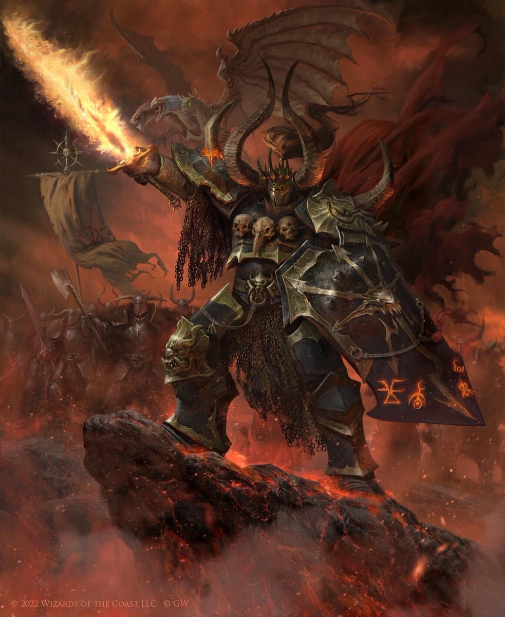 QuetzalPhoenix's tweet photo. Reminder that Grimgor, the toughest Orc to ever live, literally headbutted Chaos Incarnate, Archaon, &amp; made him spill his spaghetti in front of everyone, literally everyone.

Imagine if Sauron was on the warpath &amp; some green hooligan just curbstomped him, had a laff &amp; went to pub https://t.co/y6aos3I1jK