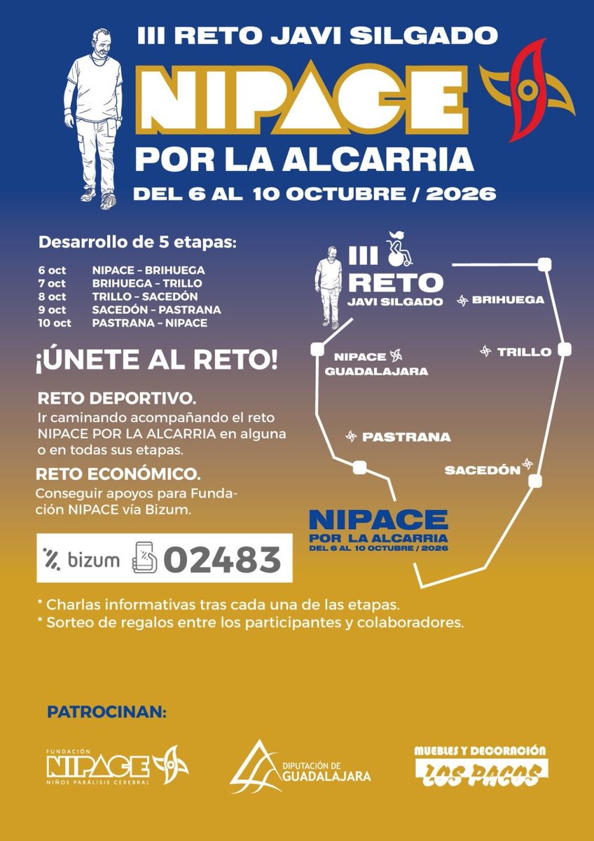 CervezasArriaca's tweet photo. ✔️El III Reto Javi Silgado a favor de la @FundacionNIPACE ya está en marcha
🚶♂️A lo largo de 4 días, realizará cuatro etapas por la Alcarria de Guadalajara para recaudar fondos a favor de esta entidad
🤝Y una edición más, ponemos nuestro pequeño granito de arena desde #Arriaca https://t.co/UI7MjWixt0