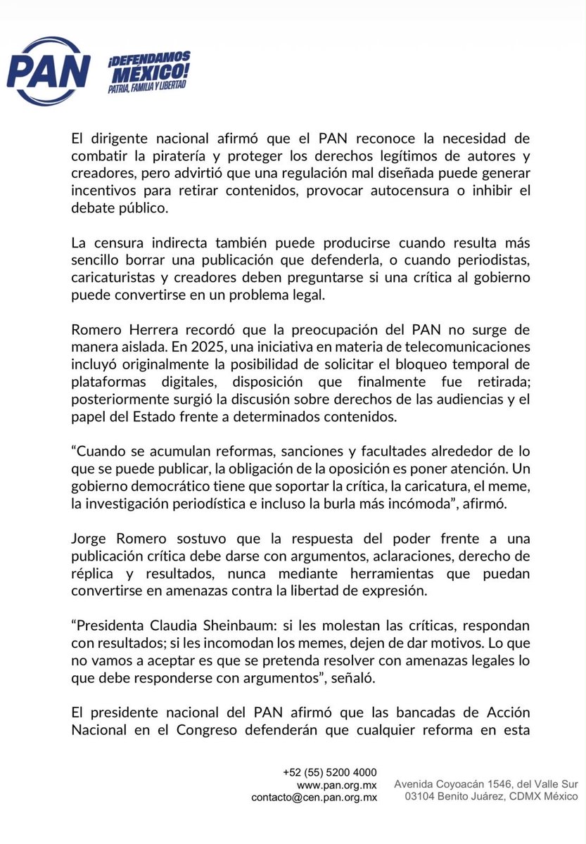 AccionNacional's tweet photo. Grave que Morena intente censurar memes: @JorgeRoHe. 

#Boletín 🗞️ https://t.co/vkPbqN4M0o