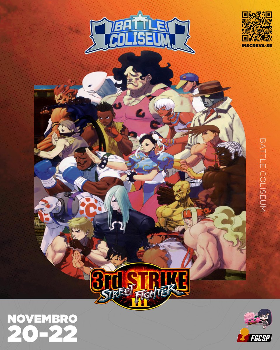 Ivao_3rd's tweet photo. 3rd Strike está confirmado como side event no Battle Coliseum 2026!
O evento acontecerá do dia 20 a 22 de novembro. Mais informações sobre dias exatos e horário do side por vir.
Inscrições feitas até 30 de setembro têm desconto!
Mais informações: https://t.co/J5gn0WWeKA https://t.co/cqDAzbuIAM