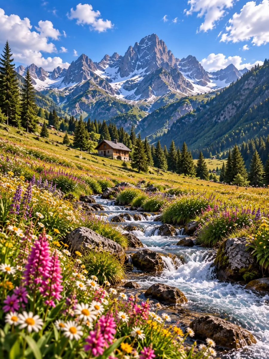 AnnBonamuu's tweet photo. Where mountains rise and rivers flow, nature creates its own little paradise—a perfect escape into the wild. https://t.co/eM2pEs48BK
