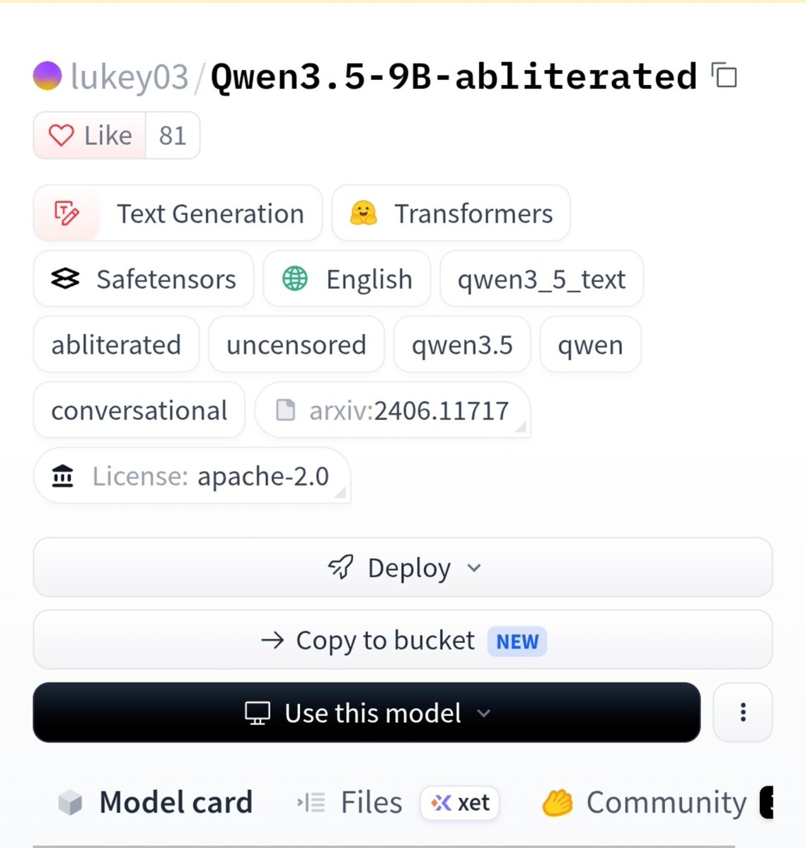 melophile0646's tweet photo. SOMEONE JUST TURNED QWEN3.5-9B INTO AN UNCENSORED + NSFW LOCAL MODEL 🤯

the wild part? It cleared all 18 prompts in its best refusal test.

You can even run it on your own laptop with the Q4_K_M version weighing just 5.2 GB.

here’s what’s packed 

> 3 abliteration passes + LoRA targeting 
> 4.7 GB MLX build for Apple Silicon
> 6.1 GB GGUF version
> 262K native context window

Works with Ollama, llama.cpp, and MLX
a heavily modified Qwen model that runs locally, supports vision, and comes with a massive context window.

check the link below