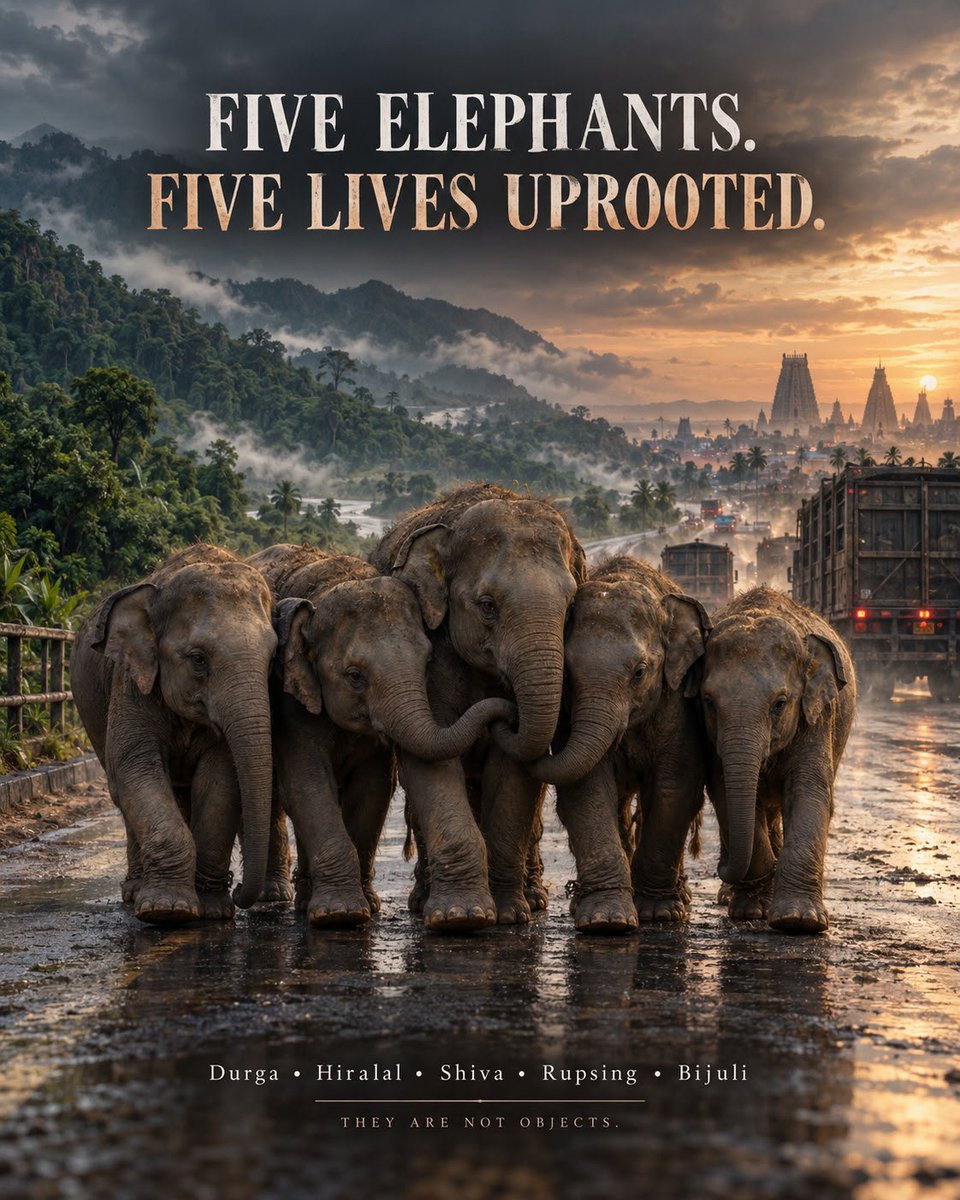 dilthi_gujarati's tweet photo. Cruelty has no place in travel or tradition.

Send Shiva, Durga, Bijuli, Hiralal &amp; Rupsing back home!

@BornFreeFDN @fourpawsint
@WCCBHQ

#WorldTourismDay #FreeTheFive #NoElephantsInTemples #StopElephantCaptivity https://t.co/1EQa0eDGtA
