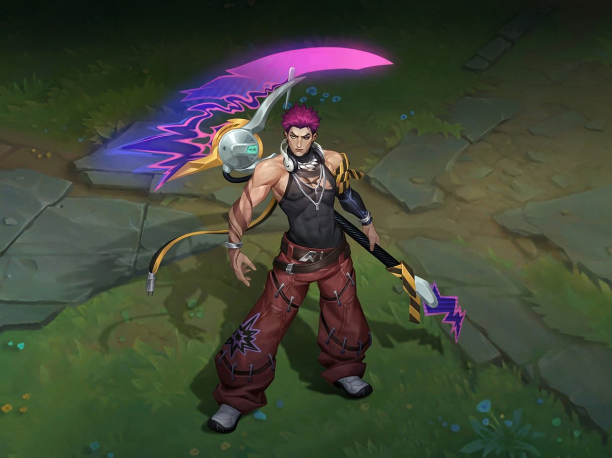 waywardcxnnibal's tweet photo. HEARTSTEEL Live My Life Kayn skin concept art, from "Radiance: Taking the Stage". https://t.co/MNy7sfsO3G