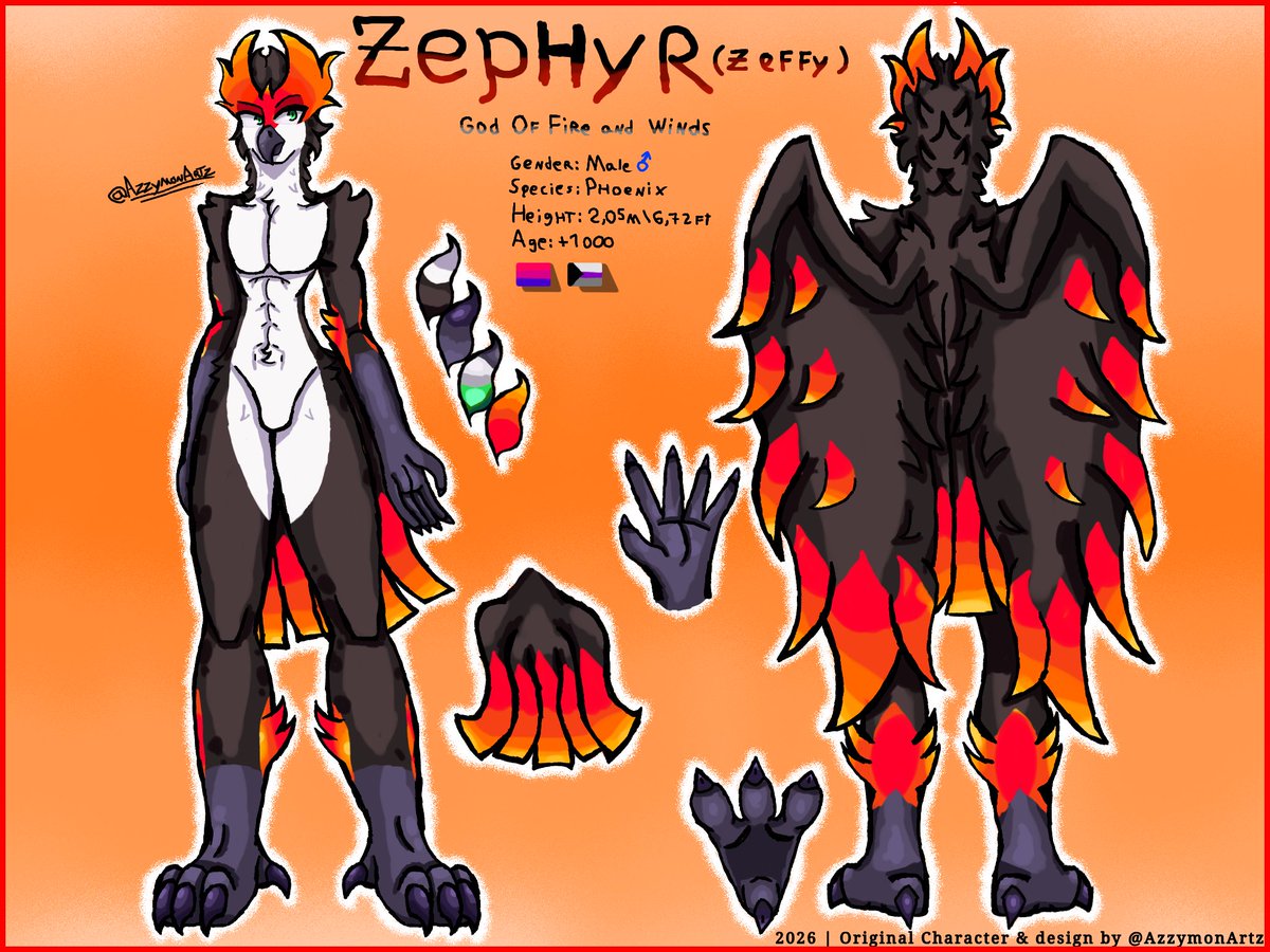 AzzymonArtz's tweet photo. 🎨DESENHO NOVO! ‼️

Ref Sheet do meu novo fursona: Zephyr “Zeffy”🦅🔥

Use a tag #Zeffyarts nas artes!

#furry #furryart #furryartist #Digitalart #refsheet #originalcharcter #furryfandom https://t.co/Z81kNQK1wS