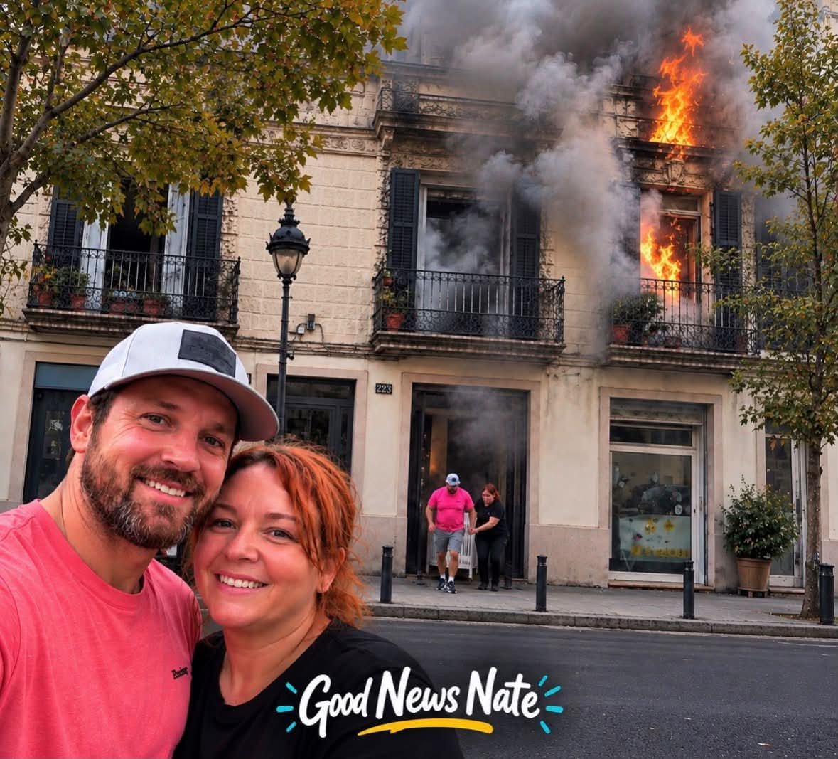 DOGEQEEN's tweet photo. Around 20 babies and toddlers were trapped inside a nursery as smoke from a fire began filling the building.

Newlyweds David Squillante and Doran Smith were on their honeymoon in Barcelona when they saw women running from the building. David rushed inside and discovered a nursery filled with children, some just newborns.

There were too many to carry out one at a time, so David and the workers loaded several into rolling cribs and pushed them toward the exit as the smoke spread.

Outside, Doran and other strangers moved the children across the street while David kept going back inside for more. They didn’t even speak the same language, but everyone knew what needed to happen.

Roughly 10 minutes later, every single child was safely out.

Once firefighters arrived, David and Doran simply continued on to the sightseeing tour they’d been heading to.

They went to Barcelona for their honeymoon and ended up helping rescue a nursery full of children. I think that’s a honeymoon story worth sharing.