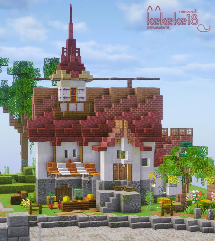 kekeke18_'s tweet photo. 露店+ななめ民家 in はじまりの島
ナナメ も もう辛くない🫵 
#かぎクラ #minecraftbuilds https://t.co/KDnCUqcgFi
