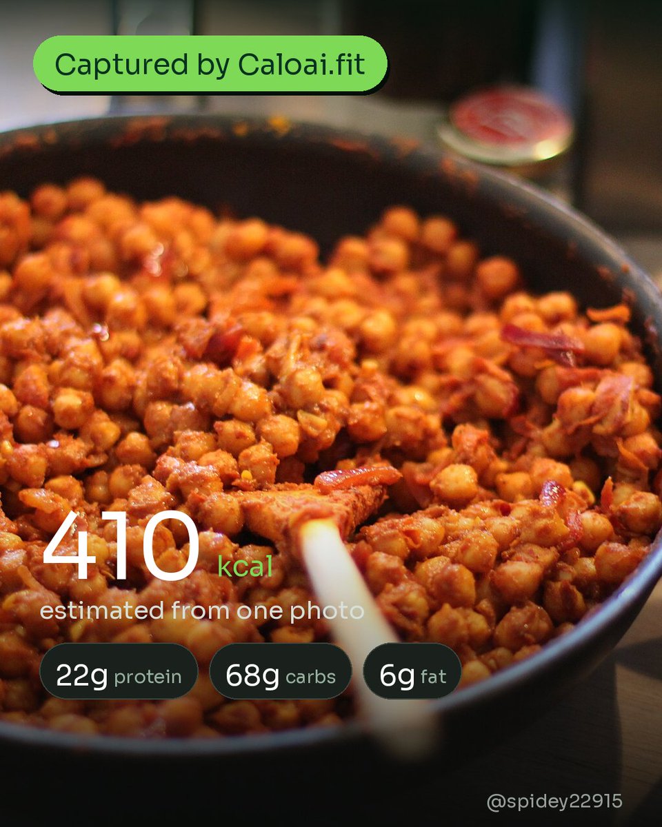 spidey22915's tweet photo. i made chana masala for dinner and took a bigger bowl than i planned. 410 calories for that bowl, and i would have guessed half of it. https://t.co/h1Vbssy2Gt