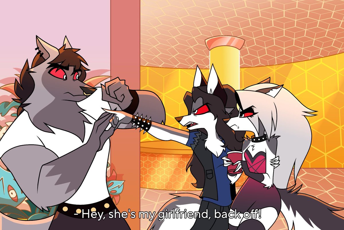 HeccpupNamedZ's tweet photo. (Art by @BatsyNANANA.)
You heard the man.
Don’t be *that* guy.
Especially when her man is a hound with a knack for causing nightmares.
#HelluvaBoss #HelluvaBossOC #Hellhound #Loona #HazbinHotel #HazbinOC https://t.co/9azp4utjX0