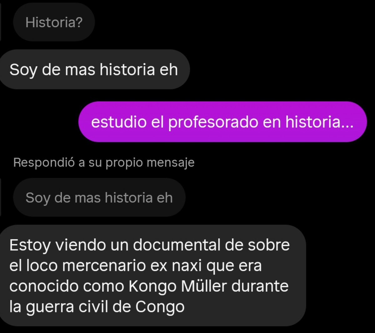 vanteado's tweet photo. ayer estaba hablando con un pibe corte chamuyo y cuando le dije que estudio historia me empezó a hablar re obsesivo de nasiz, la segunda guerra mundial, la guerra fría EXPLICÁNDOME

"mejor no hagamos competencia" ???? 😭 https://t.co/wR4YUKCh0B