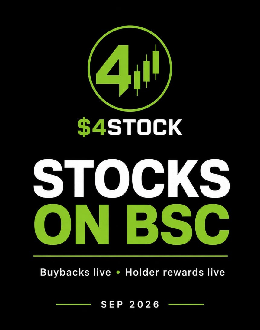 4Stockbsc's tweet photo. 4stock:native  更新

BNC4 每日回购将持续至 12 月 9 日。交易手续费持续用于回购并销毁。

Web3 智能钱包与 Alpha 2.0 持有者奖励现已开放。

我们要把股票更快带到 BSC。

官网：https://t.co/r61TnpSkFw

更多股票，更多 Meme。 https://t.co/ysLNbrHyR8