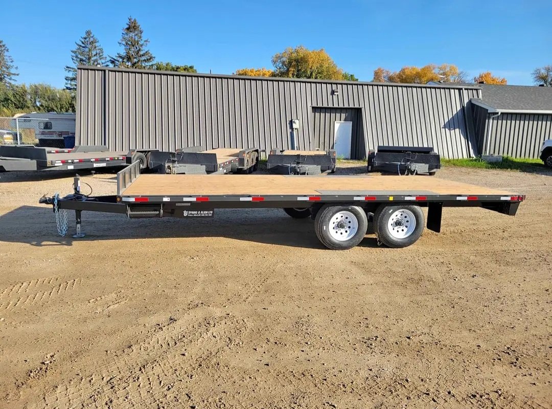 TRSPRINGALIGN's tweet photo. 2027 Precision 18' Deck-Above Trailer | Full Spec 🚚💥 

Upgraded &amp; Ready:
•Tandem 5,200 lb axles
• Premium Douglas fir deck
• Front rock shield + spare mount
• A-frame storage box• 7' slide-in ramps
• Retractable step

💰 $11,750 (+ tax) https://t.co/5XB2eAknRJ
