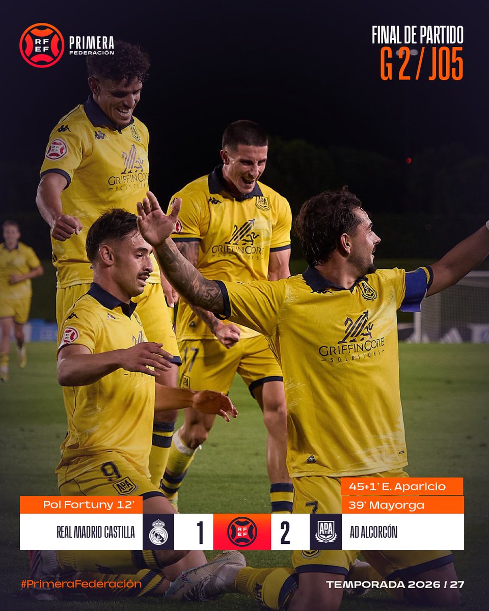 Primera_RFEF's tweet photo. 𝗙𝗜𝗡𝗔𝗟 | #RealMadridCastillaAlcorcón

🆚 @lafabricacrm 1-2 @AD_Alcorcon 

#PrimeraFederación https://t.co/A6jnAkdsDQ