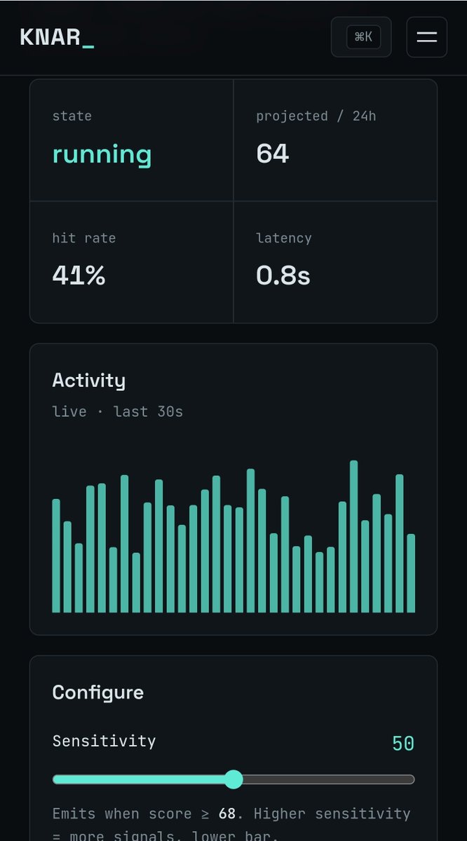 useknar's tweet photo. You can now configure any agent to view its state, hit rate, latency and 24hrs projected price.

Configure the sensitivity as well

https://t.co/6fNhemvRYF https://t.co/r1FdClgKTf